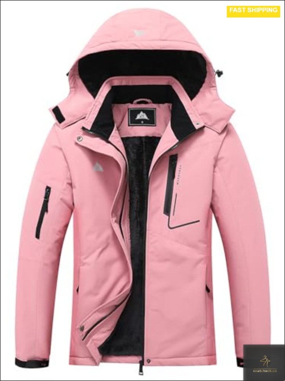 Waterproof Ski Jacket Women's Snow Coat Detachable Hood Zip Pockets Insulated